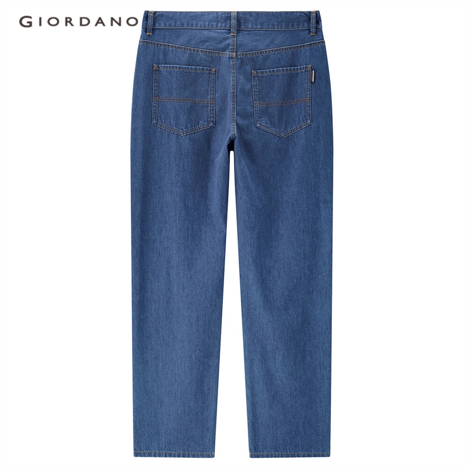 Quần jean denim giặt GIORDANO 18113902 năm túi cạp vừa cho nam