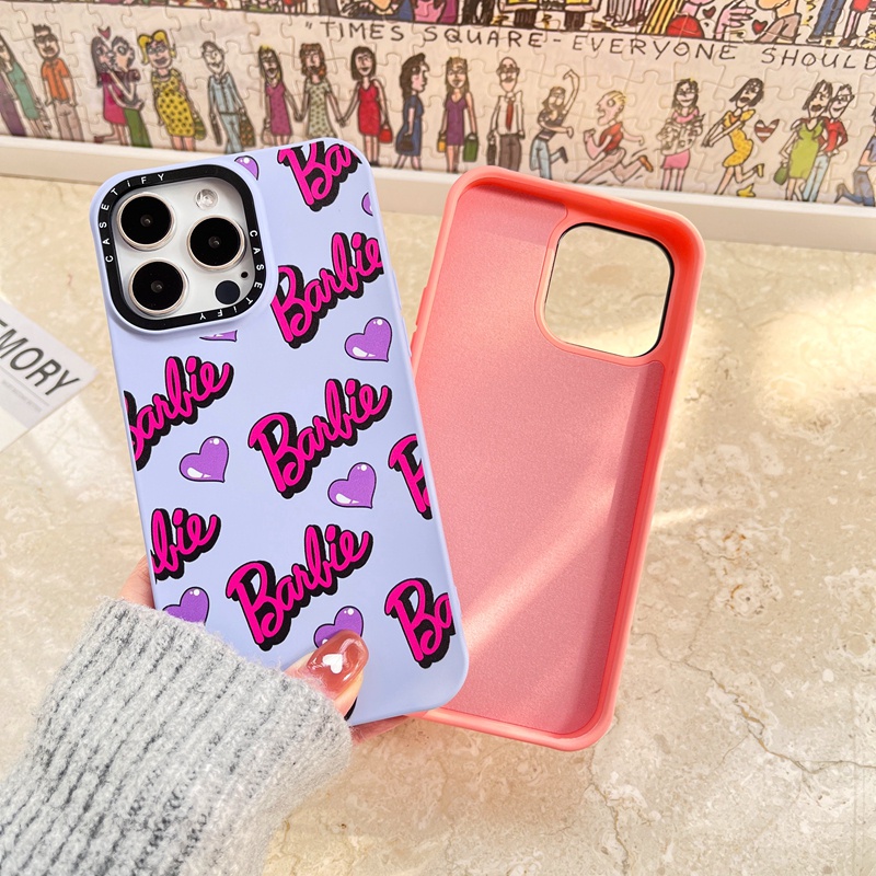 Ốp Điện Thoại Silicone Mềm In Hình Logo Barbie CASETIFY Cho iPhone 14 14Pro 11 12 13 X XS XR Pro Max