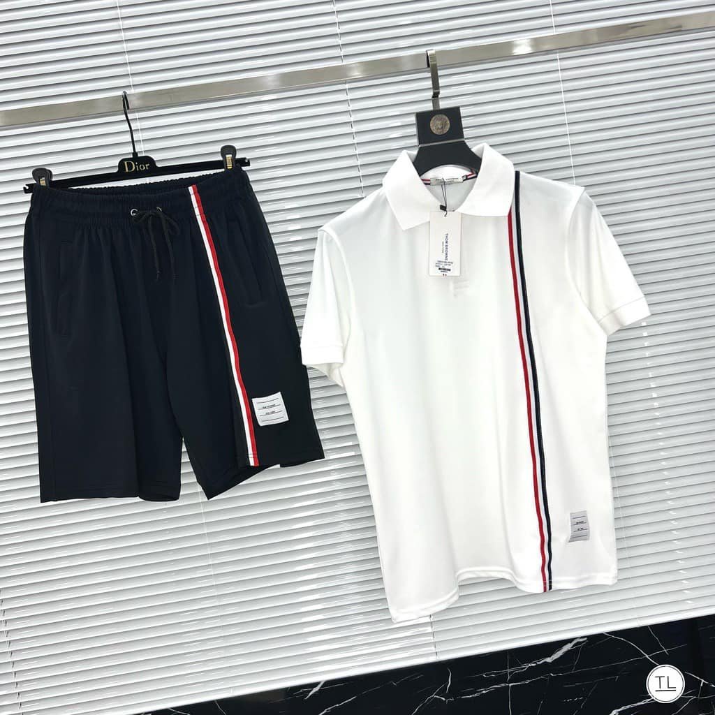 Bộ Phông Cộc Tay Sọc Vai Phong Cách Đường Phố Thoáng Mát cotton co giãn 4 chiều