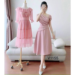 Đầm xếp ly cổ chéo - 70274