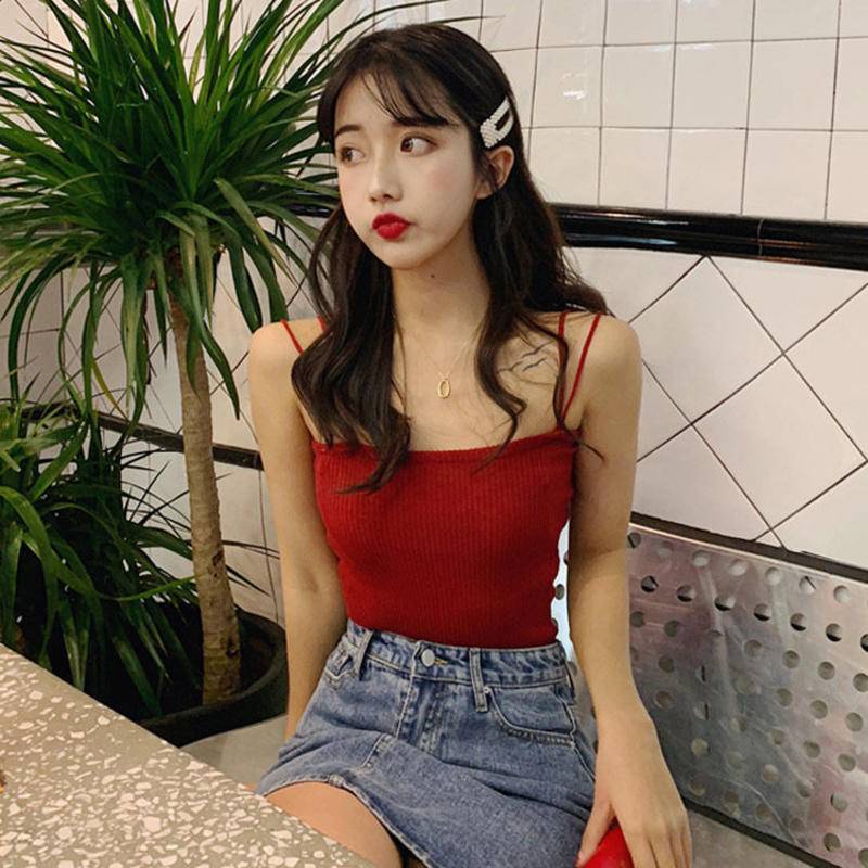 Áo Dệt Kim Hai Dây Thời Trang Mùa Hè Phong Cách Retro Dành Cho Nữ