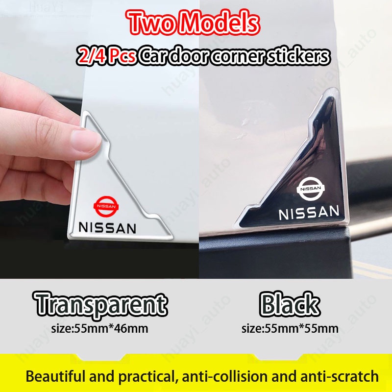 NISSAN Set 2 / 4 Miếng Dán Góc Cửa Xe Hơi Trong Suốt Chống Va Chạm Chống Trầy Xước Cho Kicks Versa Np300 Navara March Sentra Sylphy Qashqai Teana