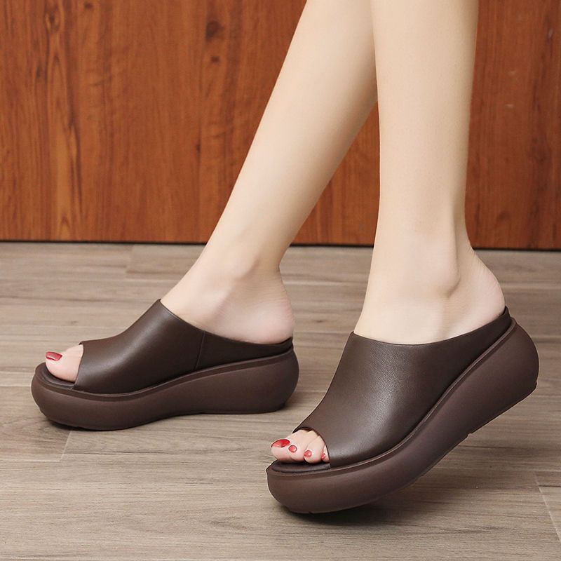 Dép Sandal Đế Xuồng Hở Mũi Phong Cách Retro Thời Trang Cho Nữ