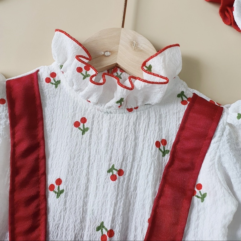 Body Túi Đỏ Đô Yếm Phối Cổ Trắng 𝐍𝐇𝐈́𝐌 𝐗𝐔̀ 𝐊𝐈𝐃𝐒 Cho Bé Gái Sơ Sinh, Đầy Tháng, Thôi Nôi, Sinh Nhật A470