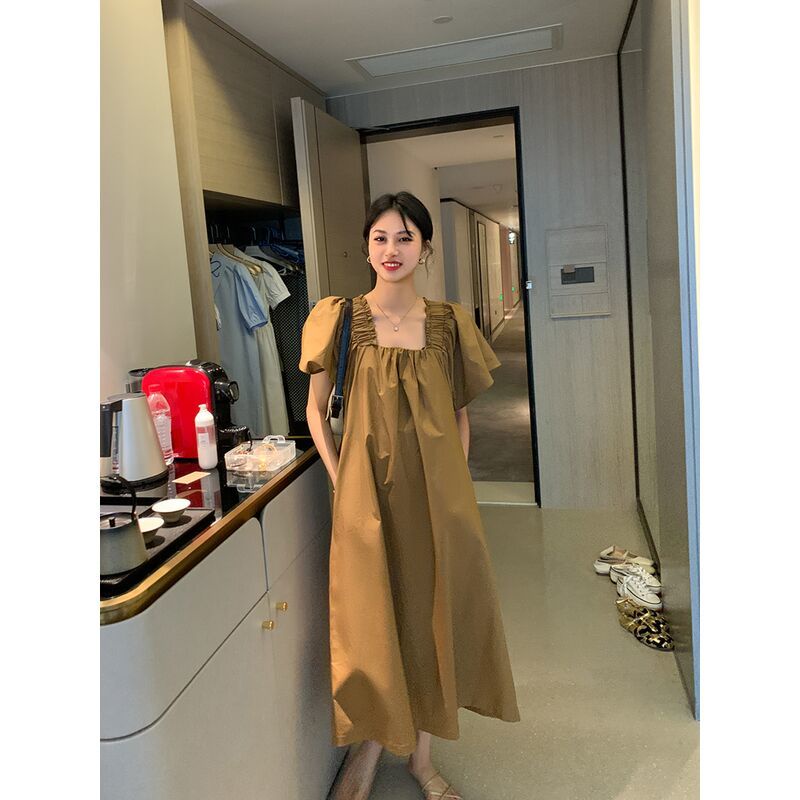 [Giao Ngay] Đầm Bầu Dáng Rộng Tay Ngắn Cổ Một Mảnh Thoải Mái Thời Trang Xuân Hè