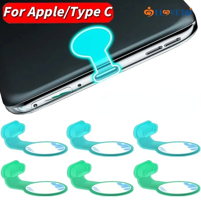 Nút Bịt Cổng Sạc Type-C Bằng Silicon Chống Nước / Bụi Bẩn / Mất Dạ Quang Siêu Bền Cho IPhone