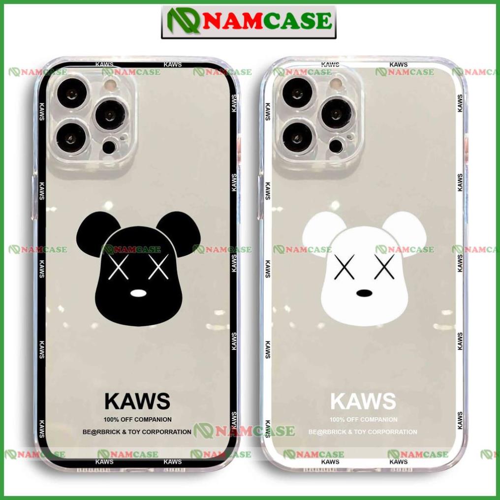 Ốp lưng gấu kaws cạnh vuông chống sốc silicon trong suốt bảo vệ camera iphone ip 6/6s/7/8/X/XS/11/12/13/14 Pro Plus Max