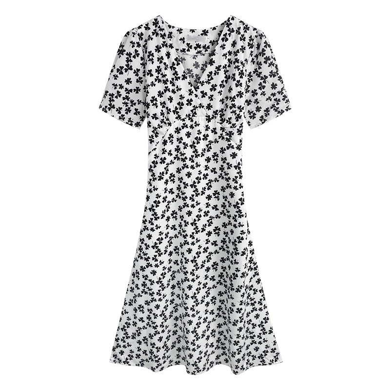 Đầm Hoa Dáng Dài Cổ V Thời Trang Mùa Hè Pháp Quý Phái