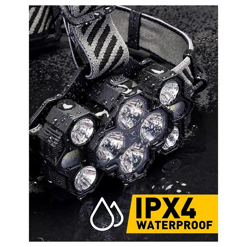 Đèn Pha 10 Bóng Led 22000 Lumens 8 + 2 Chế Độ Sáng Chống Thấm Nước Có Thể Sạc Lại