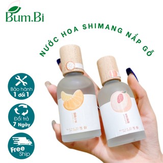 Nước hoa nội địa Trung shimang nắp gỗ vỏ mờ 50ml, Nước hoa shimang tròn nắp gỗ thân thủy tinh vỏ mờ - Shimang Tròn