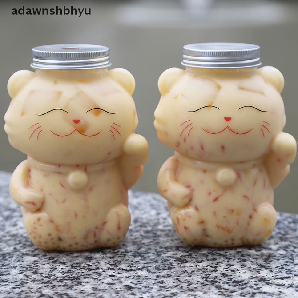 Bình Đựng Nước Ép / Trà Sữa / Cà Phê Trong Suốt Thiết Kế Hình Mèo Dễ Thương