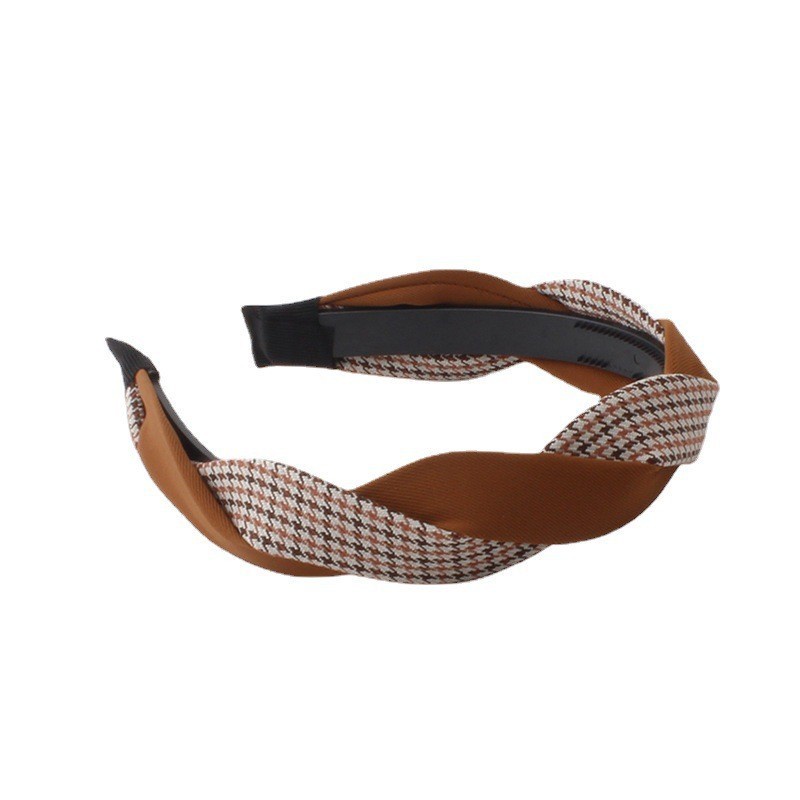 Băng Đô Cài Tóc Họa Tiết Caro Phong Cách Hàn Quốc Thời Trang Thu Đông Cho Nữ