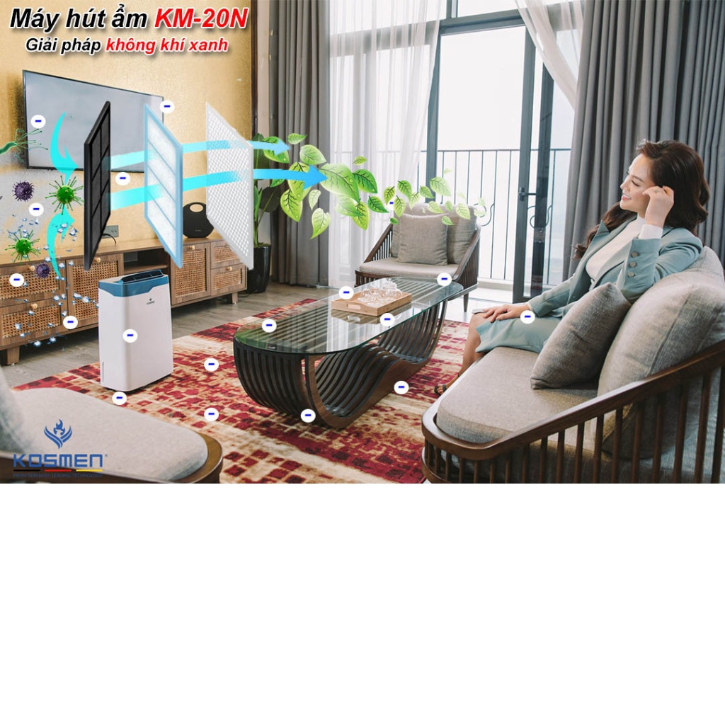 Máy Hút Ẩm Lọc Không Khí Kosmen KM 20N- Dùng Cho Phòng 40-80m2- Bảo Hành 24 Tháng