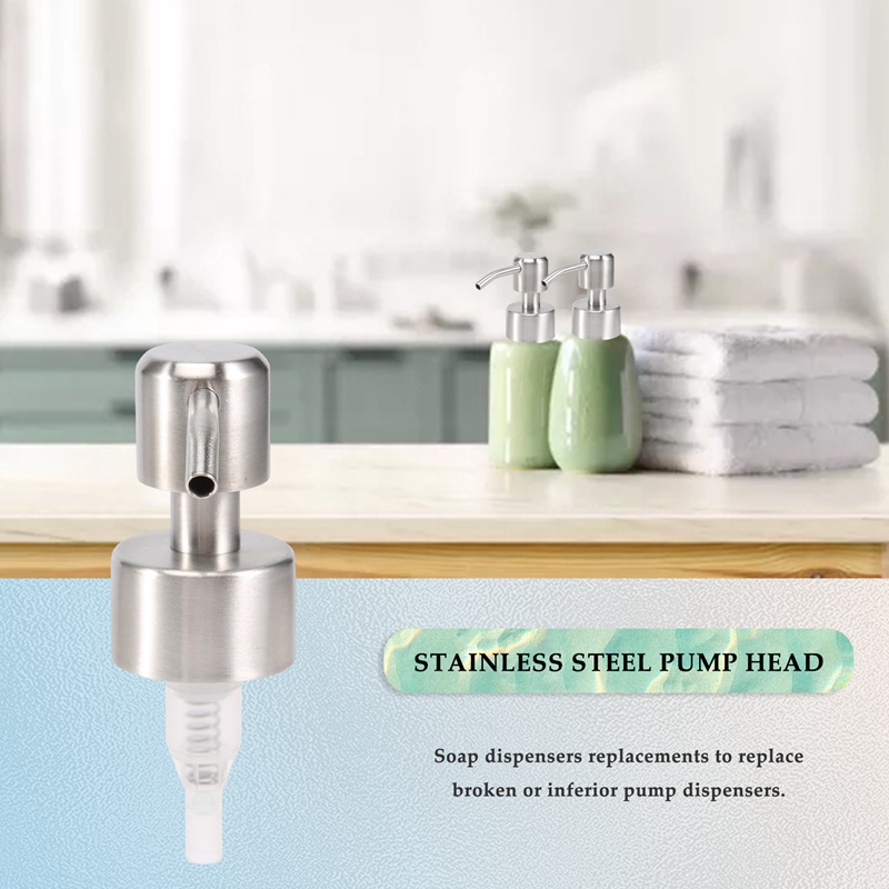 5 cái Bơm xà phòng bằng thép không gỉ Thay thế 28 răng Chai kim loại Đầu phun kem dưỡng da