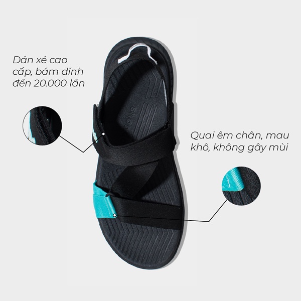SHONDO | Giày Sandals Shondo F7 Racing nam nữ đen xanh mint F7R1313