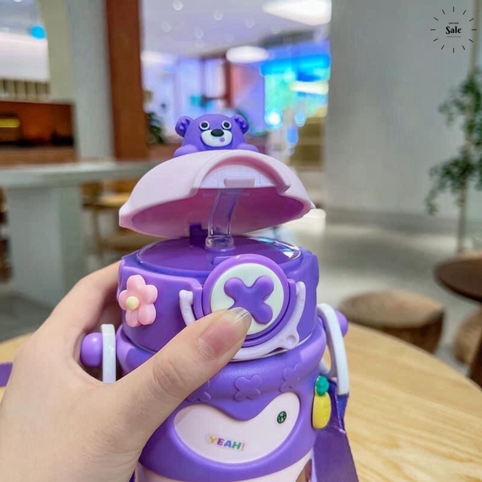 BÌNH GIỮ NHIỆT INOX 500ml CHO BÉ CHỮ X HÌNH THÚ SIÊU DỄ THƯƠNG