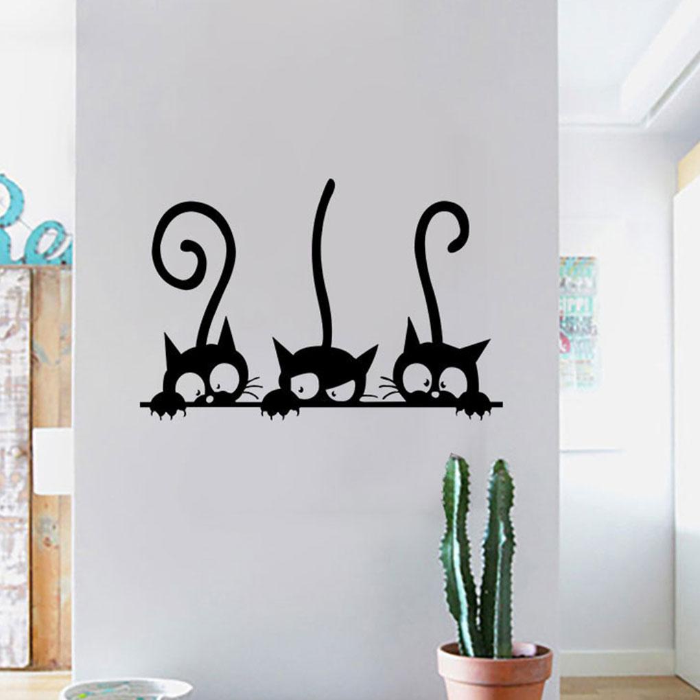 Đề Can Dán Tường DIY Hình Ba Chú Mèo Đen Tinh Tế Trang Trí Nhà Cửa