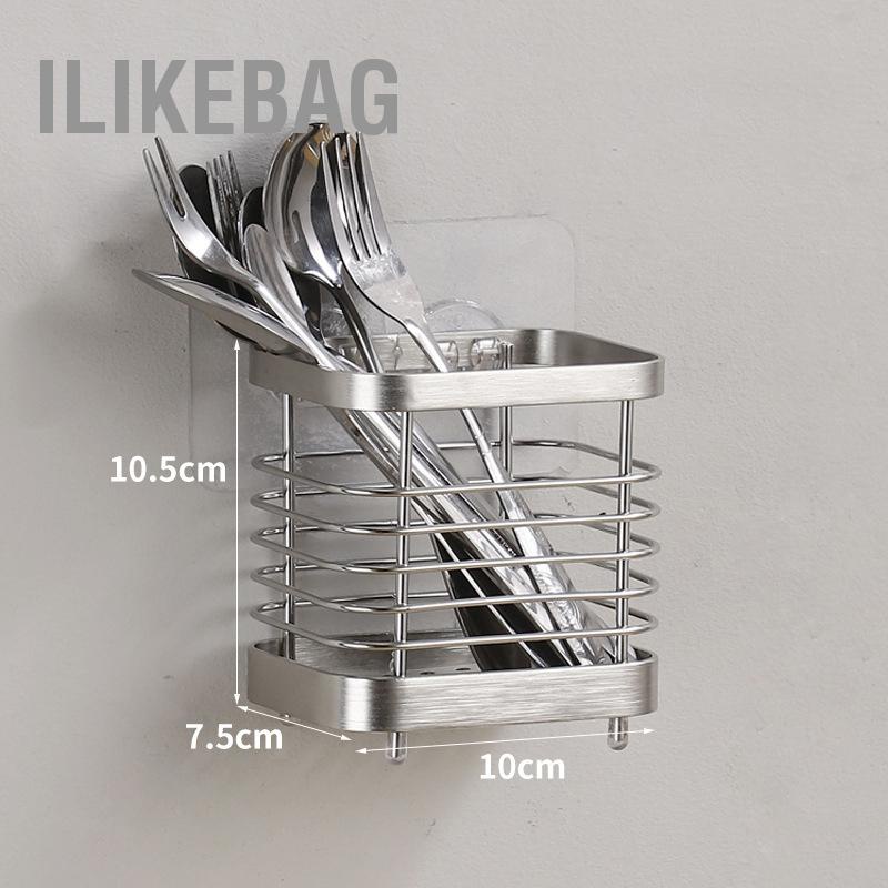 Ilikebag Đồ Dùng Giá Phơi Thép Không Gỉ Thoát Rổ Treo Tường Cần Khoan Cho Đũa Nhà Bếp