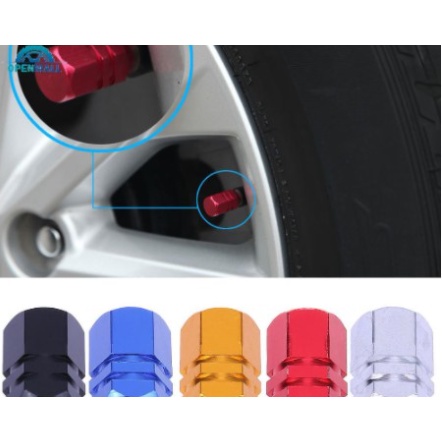 Bộ 04 ốc nắp chụp trang trí đầu van vòi bơm hơi bánh lốp xe hơi ô tô xe máy thời trang hợp kim nhôm siêu sáng