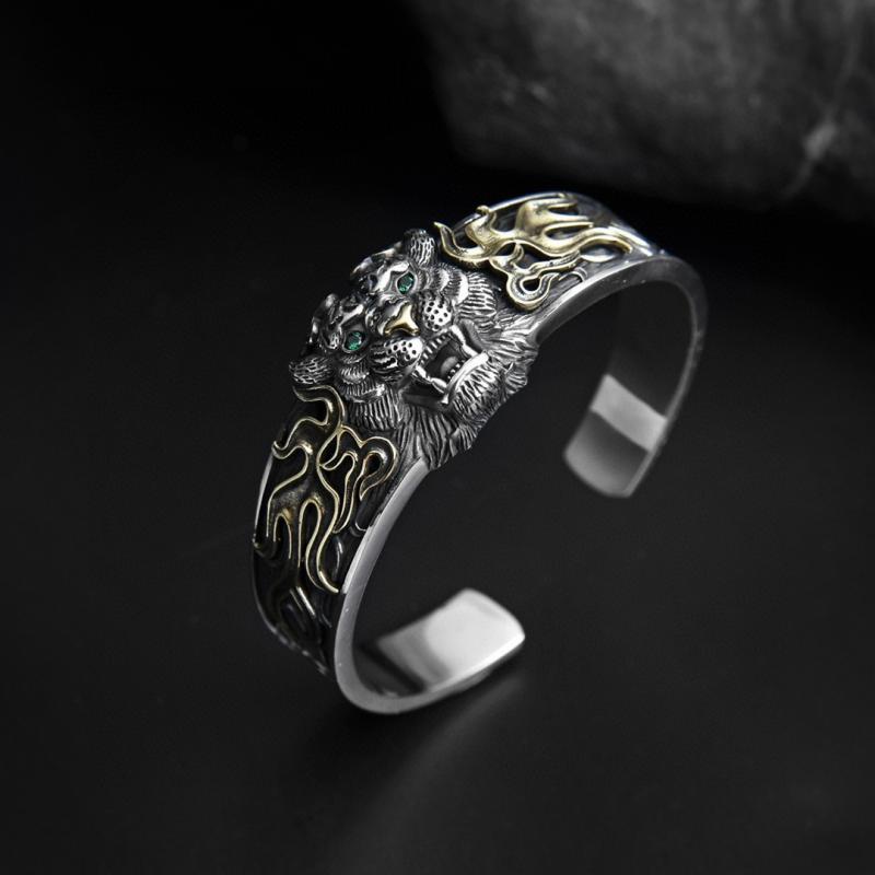 Độc đoán Thời Trang Đầu Hổ Vòng Tay Nam Dạo Phố Hip-Hop Rock Trang Sức