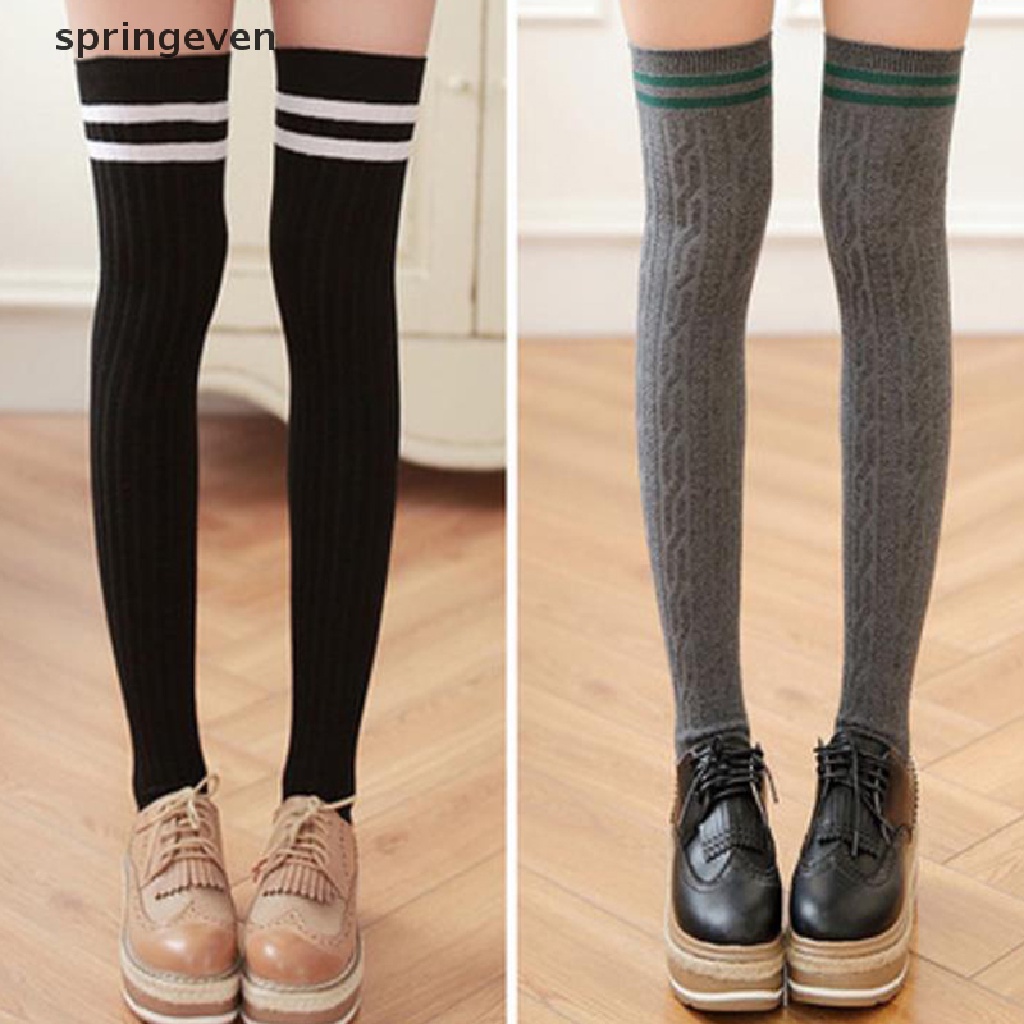 Vớ Dài Qua Gối Giữ Ấm Họa Tiết Bột Chiên Thời Trang Mùa Đông Dành Cho Nữ