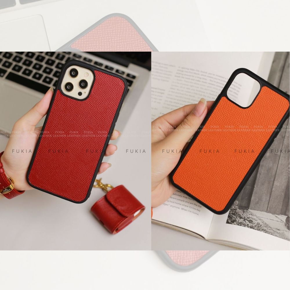 Ốp da thủ công viền đen Epsom Màu 7-11 cho IPhone 14/14Plus/14Pro/14Promax/13/13Pro/13Promax/12/12Pro/12Promax ODTC105