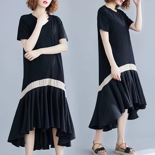 (Order) Váy suông dáng dài đuôi cá phối màu Bigsize 4XL