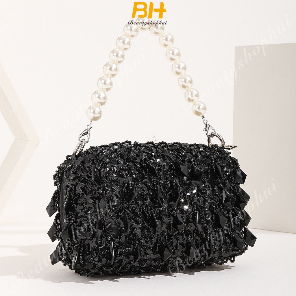 Ví Cầm Tay Đính Hạt Cườm Lấp Lánh Kiểu Mới Cho Nữ