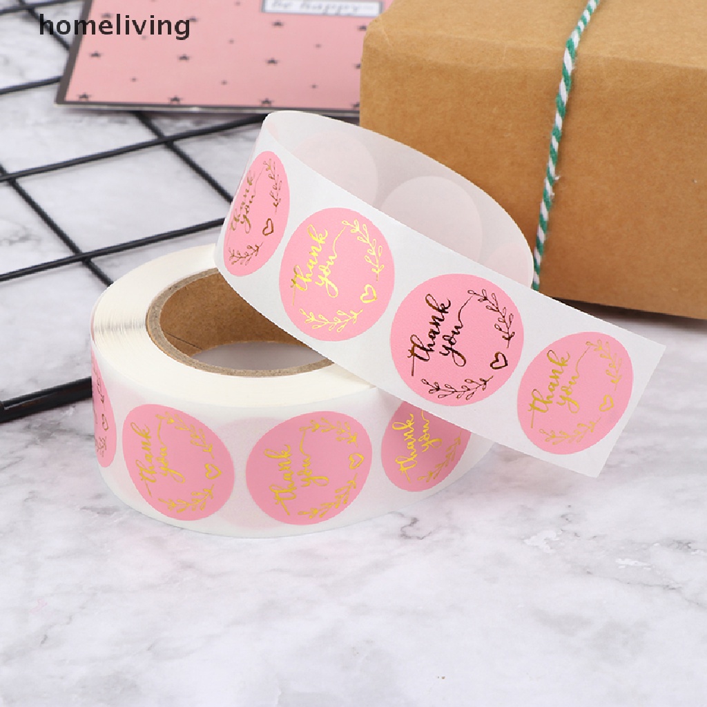 Bộ 500 Miếng Dán 1 inch Màu Hồng In Chữ Thank You Xinh Xắn