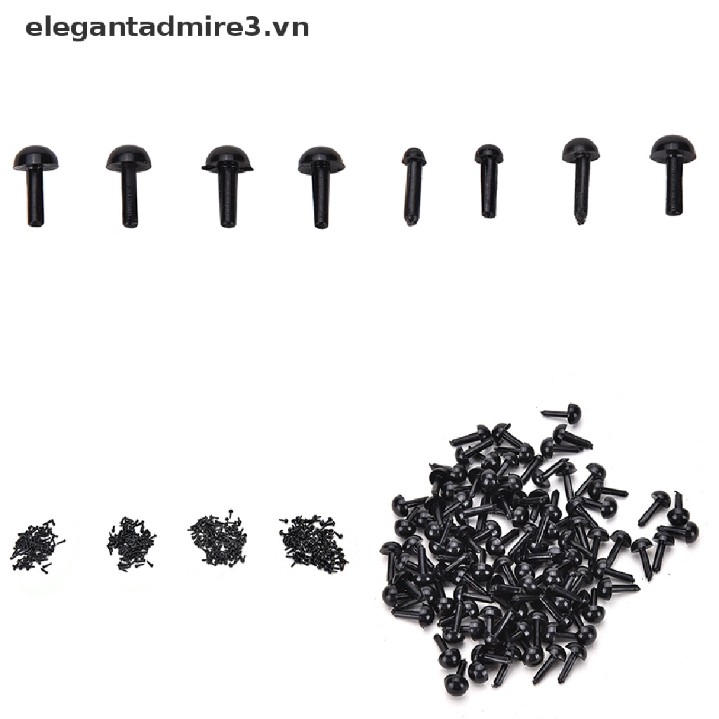Bộ 100 Mắt Nhựa Màu Đen Kích Thước 4 Kích Cỡ Dùng Cho Búp Bê / Gấu / Búp Bê DIY