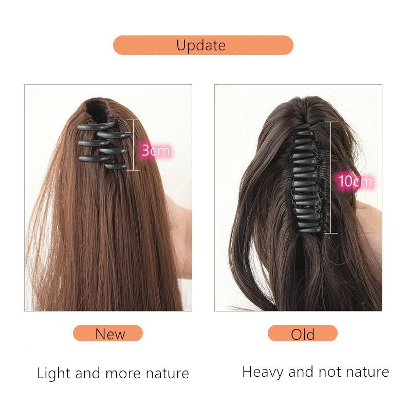 Tóc Giả Đuôi Ngựa 45cm Xoăn Màu Đen / Nâu / Xám