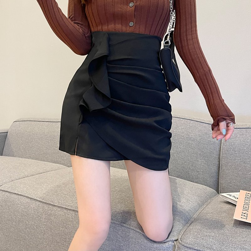 Chân Váy Xẻ Tà Lưng Cao Lệch Tà Màu Trơn Thời Trang Mùa Hè Mới Cho Nữ