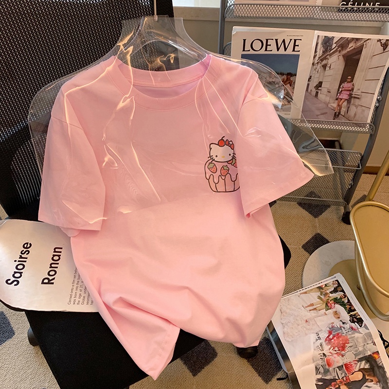 Áo Thun Đen 100% Cotton Tay Ngắn Dáng Rộng Phong Cách Hàn Quốc Cho Nữ Có Size 5XL