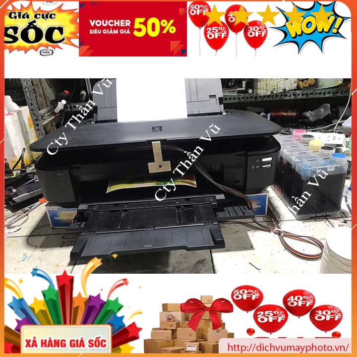 Máy in phun màu cũ Khổ A3 Canon IX 6770 máy đẹp đầu mới dẫn bình 500ml sẵn mực bền đẹp hàng like new Kholinhkienmayin