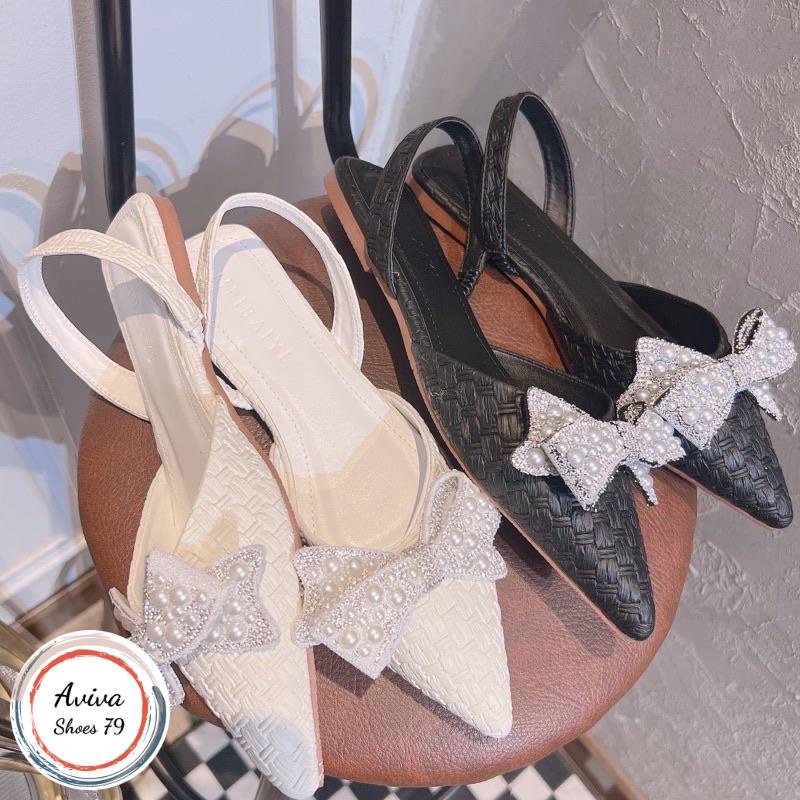 Giày sục mũi nhọn sandab Nơ ngoc hot  siêu hót 2023