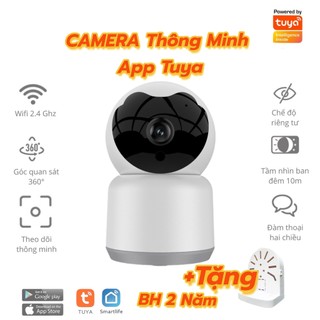 Camera wifi Tuya FullHD 1080p, hồng ngoại, đàm thoại, cảnh báo chuyển động, App Tuya/ Smart Life Bảo Hành 12 Tháng