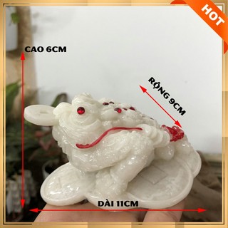 Tượng đá trang trí tượng phong thủy cóc 3 chân cóc Thiềm Thừ chiêu giữ tài lộc - màu trắng đá non nước - Dài 11cm