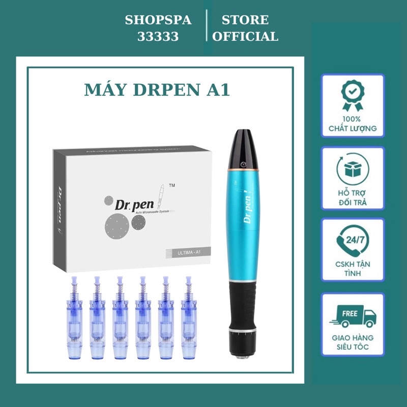 Máy phi kim, lăn kim Dr Pen A1W xanh tích điện