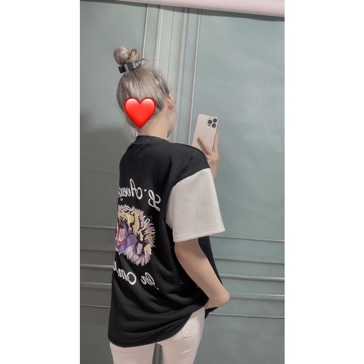 Áo thun nữ, nam unisex dáng rộng tay ngắn in hình hổ sau lưng, áo phông cộc tay hottrend