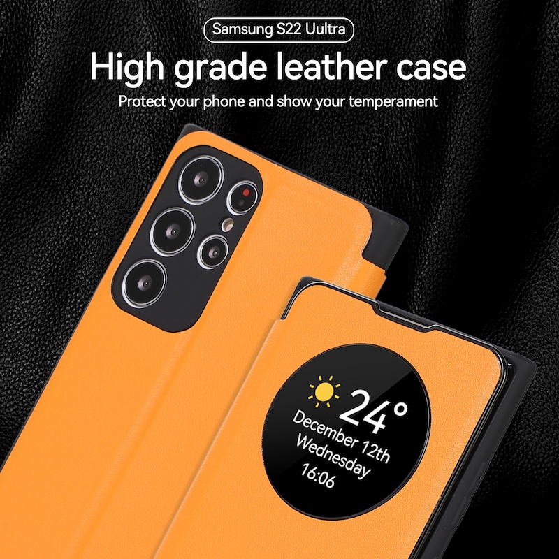 Bao Da Điện Thoại Nắp Lật Thông Minh Có Ngăn Đựng Thẻ Cho Samsung S23 Ultra S22 Ultra S21