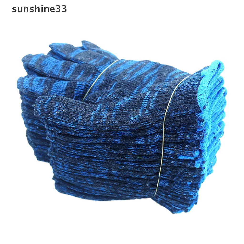 Bộ 12 Đôi Găng Tay Cotton Dày Dặn Chống Mài Mòn Bảo Vệ Lao Động