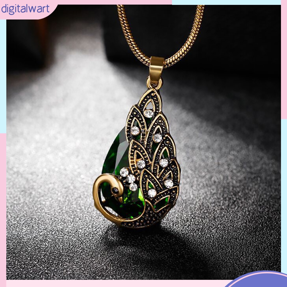 Set 3 Vòng cổ Và Bông Tai Hình Chim Công Đính Đá Nhân Tạo Thời Trang