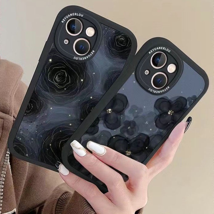 XPN| Ốp lưng Đối với Samsung Galaxy A03 A22 A12 A20 A30 A20S A23 A13 A03S A32 A31 A11 A73 A33 A21S A10S A51 A52 A52S A53 A72 A50 A50S A30S A70 M22 M11 M32 M31 M10S Soft Couple Dark Ink Rose Camera Protect Phone Case