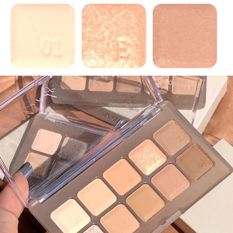 Bảng Phấn Mắt 10 Màu Lì / Nhũ Ngọc Trai Kháng Nước Chống Mồ Hôi Cho Người Mới Bắt Đầu