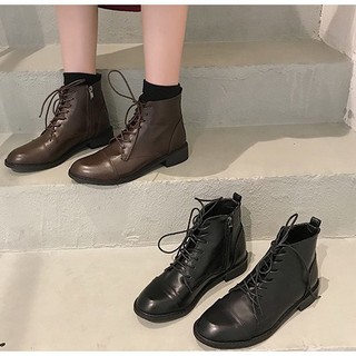 [ORDER] Giày boot nữ/ Boot cổ thấp buộc dây khóa hông