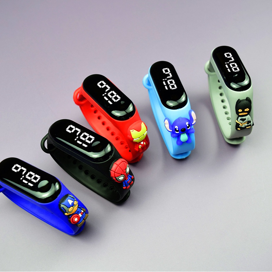 Đồng Hồ Thể Thao Màn Hình led Cảm Ứng Chống Thấm Nước Hình Người Nhện iron man superhero Hoạt Hình Cho Bé Trai