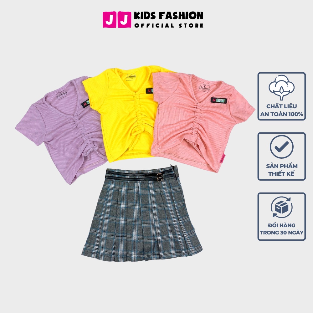 Set váy cho bé gái xếp ly áo crop top đáng yêu dịu dàng - JJ Kids