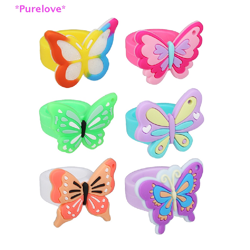 Purelove &gt; Nhẫn Silicon PVC Hình Bướm Hoạt Hình Handmade Thân Thiện Với Môi Trường Cho Bé Trai Bé Gái Mới