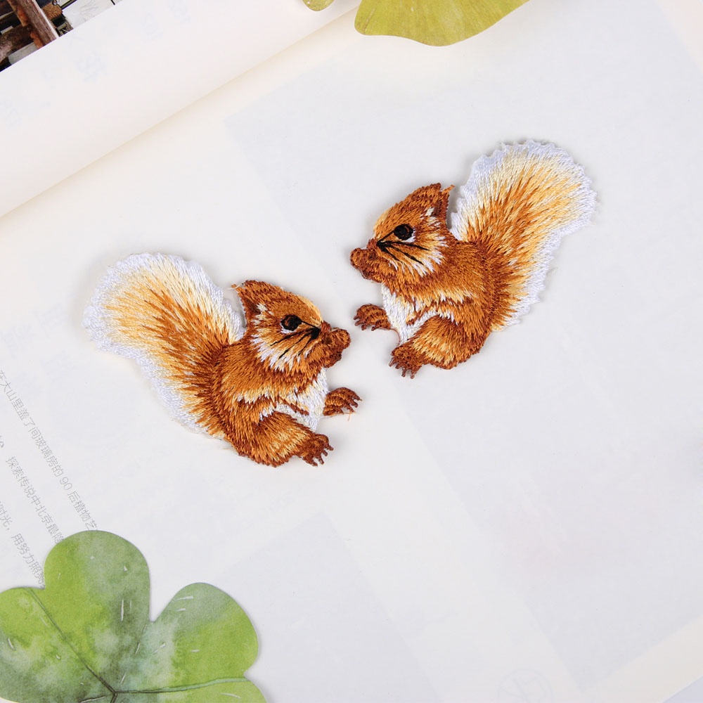 1 Cặp Miếng Vá Quần Áo Thêu Hình Sóc