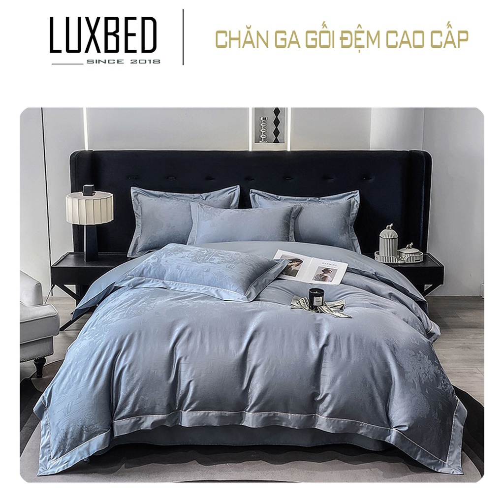 Set Lụa Sateen Jacquard 120S Vân Chìm Cao Cấp 4 món - LUXBED nhập khẩu phân phối